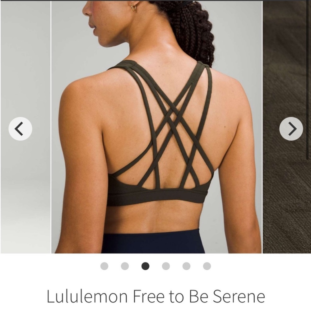 NWT Lululemon Free to be serene dark olive bra size 2